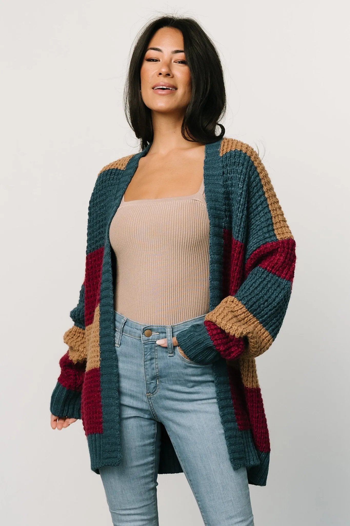 Jonah Chunky Knit Cardigan | Deep Topaz Multi