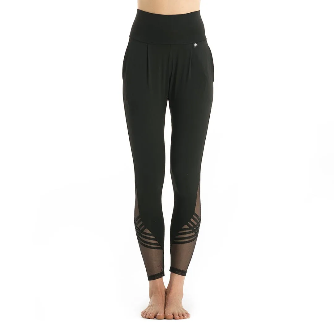 Slim Warm up Pants- Fold over- Black